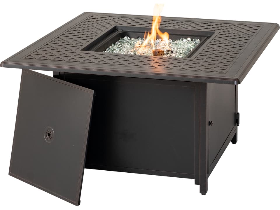 Heron 42 Inch Square Fire Pit Table in Topaz Cast Aluminum