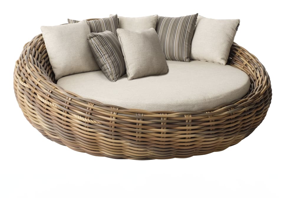 Cocoon Wicker Outdoor Lounge Bed in Natural Oak with Cushions