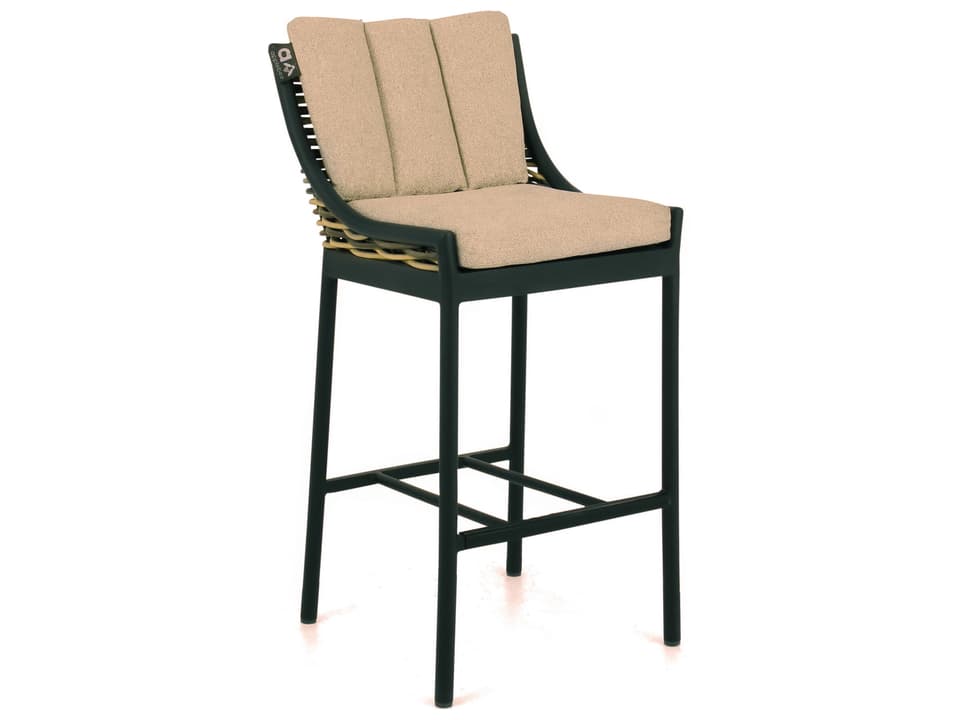 Milou Aluminum and Wicker Counter Stool in Black