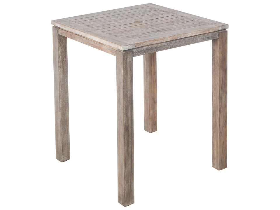Malvern 36-Inch Square Outdoor Bar Table in Vintage Eucalyptus Wood