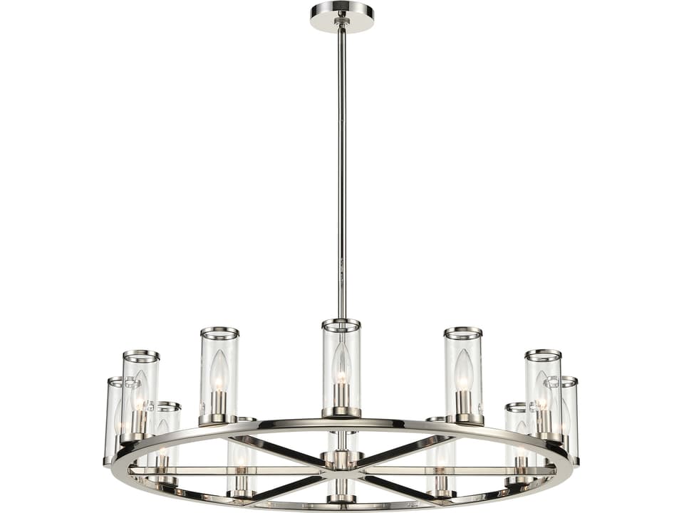 12-Light Revolve Chandelier in Polished Nickel with Clear Glass