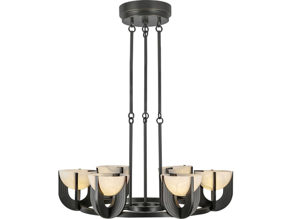6-Light Colette Integrated LED Chandelier in Urban Bronze and Alabaster