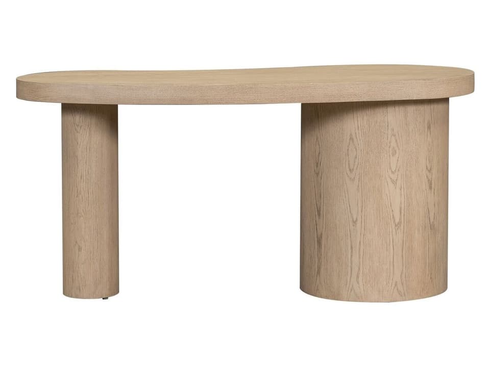 Rory 64-Inch Solid Oak Desk with Curved Cylinder Base Raw Finish