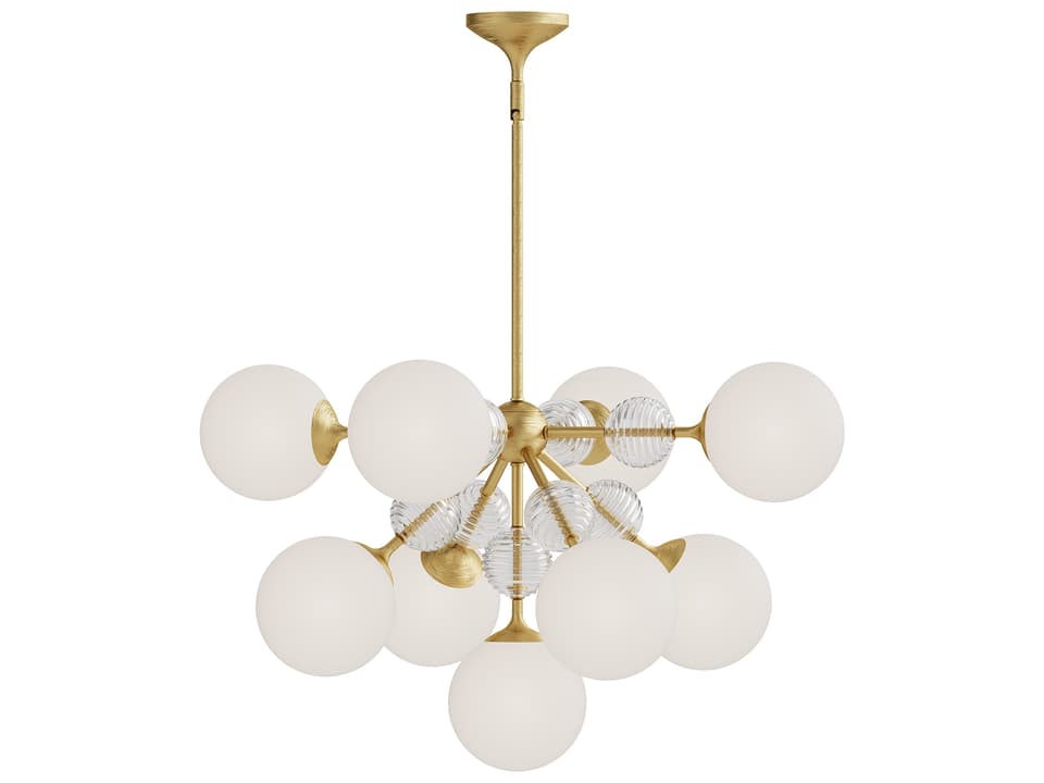 Celia 9-Light Chandelier in Brushed Gold with Opal Glass