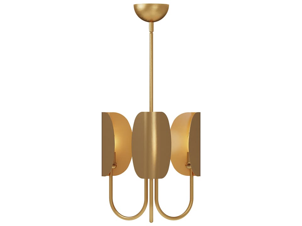 Seno 3-Light Chandelier in Aged Gold with White Cotton Shade