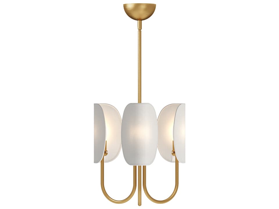 3-Light Seno Chandelier in Aged Gold and White Cotton