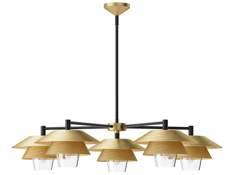 Tetsu 5-Light Brushed Gold Chandelier with Clear Glass