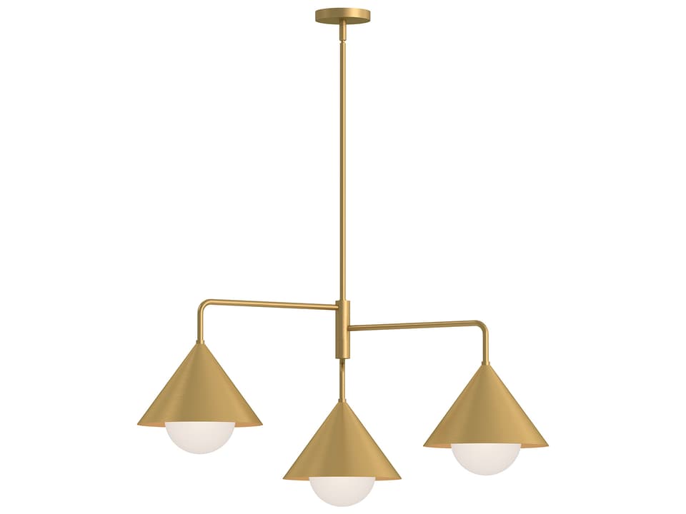 Remy 3-Light Chandelier in Brushed Gold with Matte Opal Glass