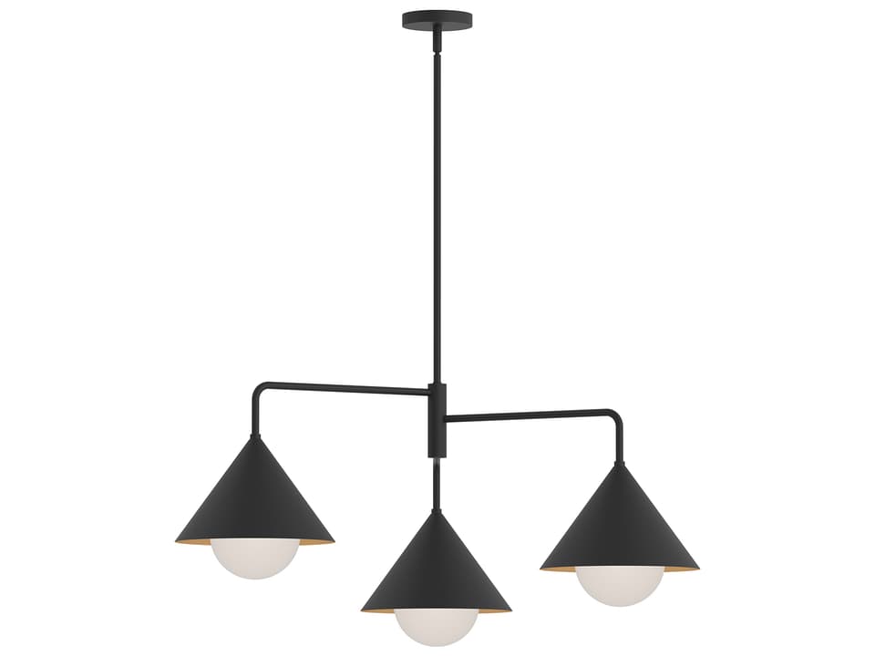 Remy 3-Light Modern Chandelier in Matte Black with Matte Opal Glass