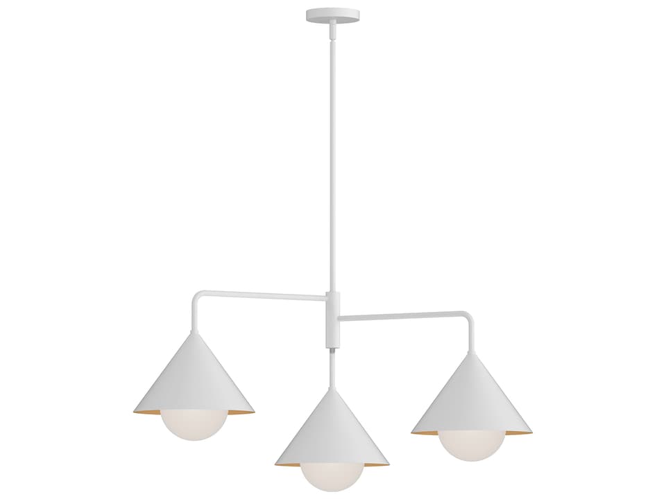 3-Light Remy Chandelier in White and Opal Glass