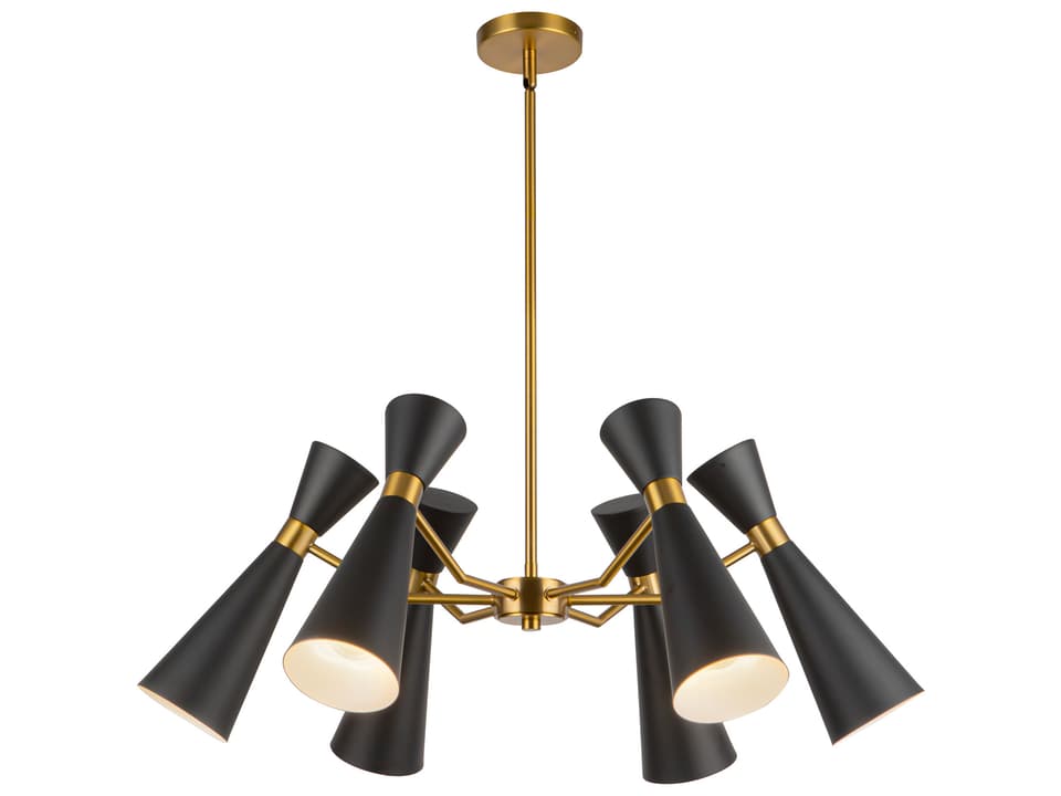 Blake 6-Light 32-Inch Chandelier in Matte Black and Aged Gold