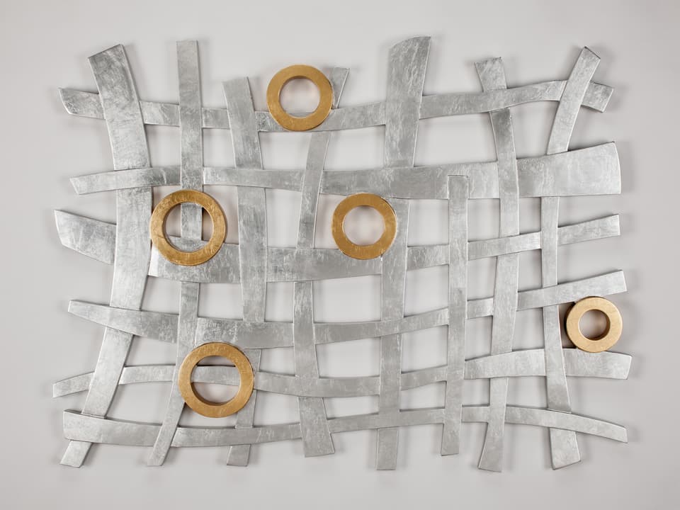 Silverleaf And Gold Accents Metal Wall Art Handpainted