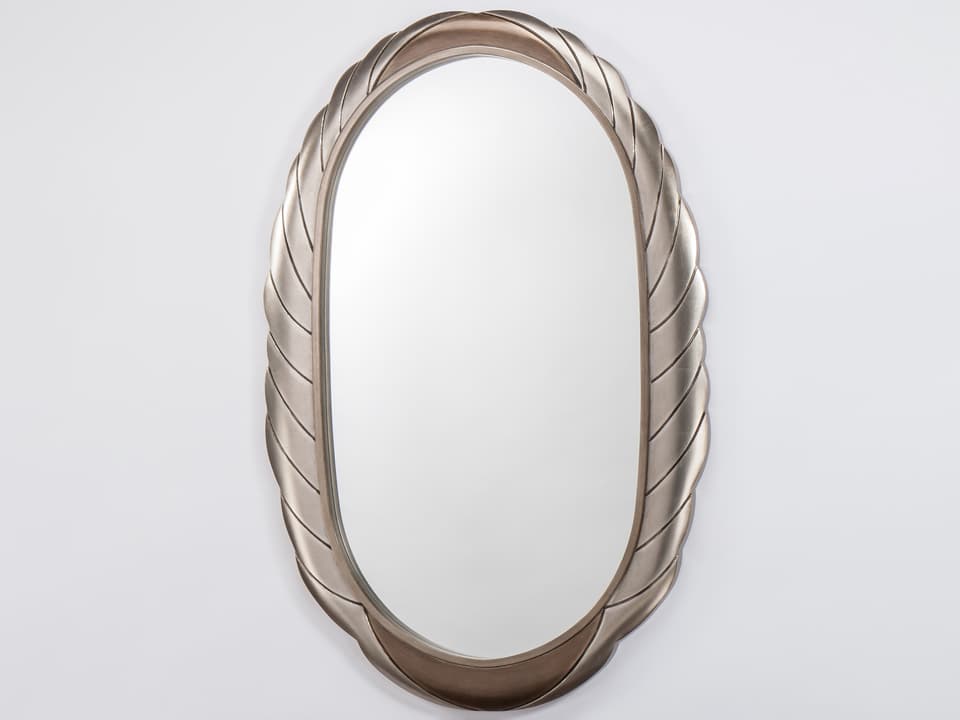 Warm Silverleaf Oval Wall Mirror Handpainted Frame