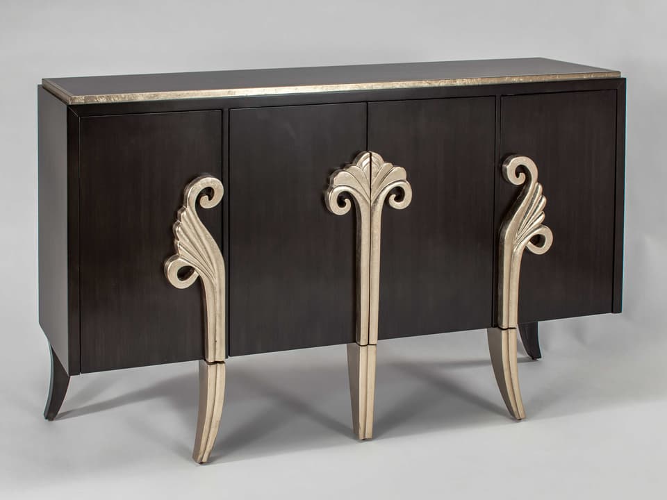 Espresso Champagne Manufactured Wood Sideboard with 4 Doors