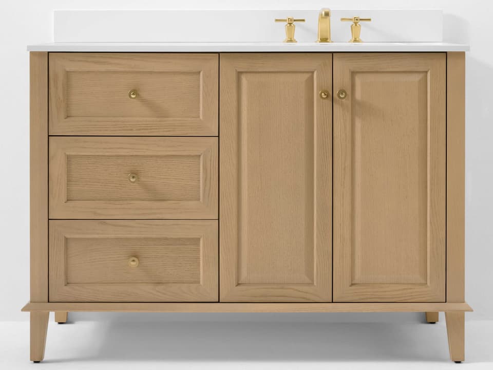 Single Bathroom Vanity Hannah Collection 42 Inch Right Basin Oak