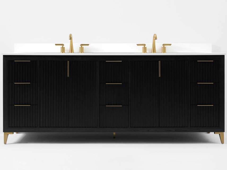 Double Bathroom Vanity Turlington 84-Inch Black Oak Solid Wood