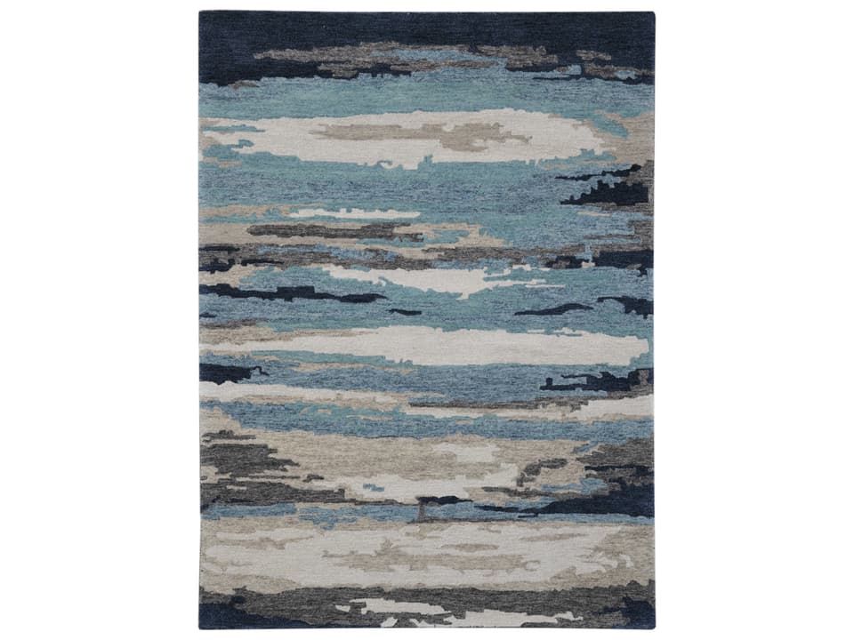 Abstract ABS-4 Abstract Wool Viscose Hand-Tufted Area Rug Blue