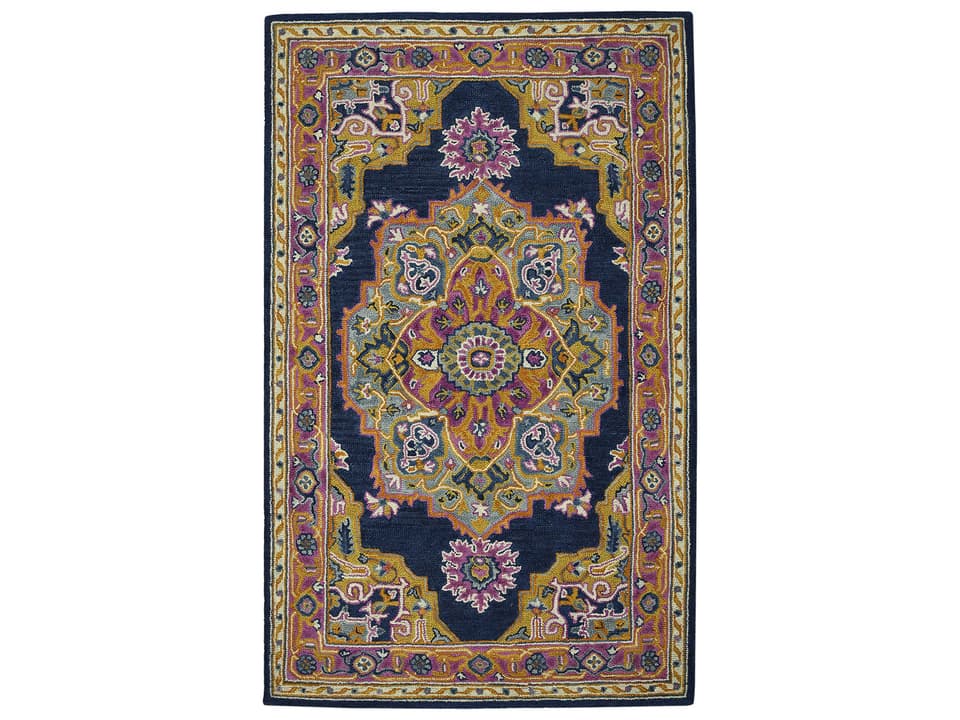 Boho Collection Hand-Tufted Wool Area Rug in Navy
