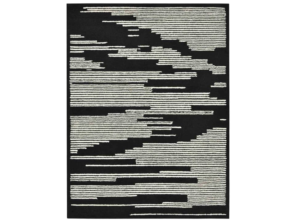 Chicago Hand-Hooked New Zealand Wool Area Rug in Ebony