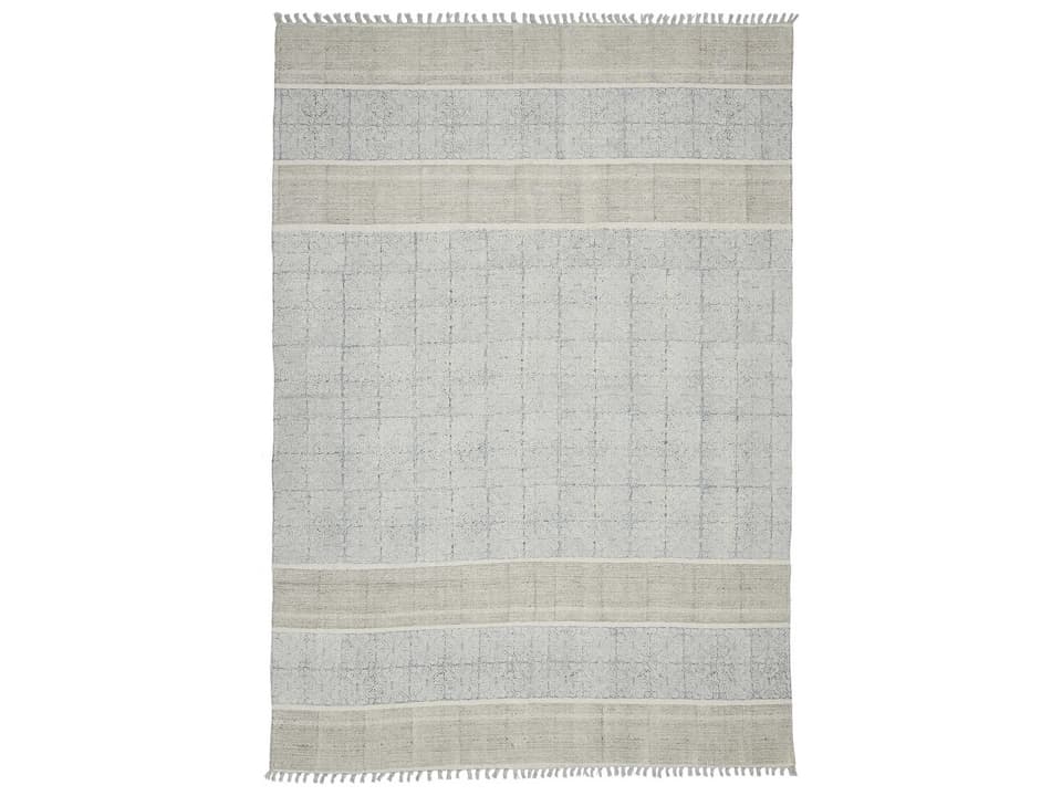 Dune Hand-Woven Cotton Geometric Area Rug in Stone Blue