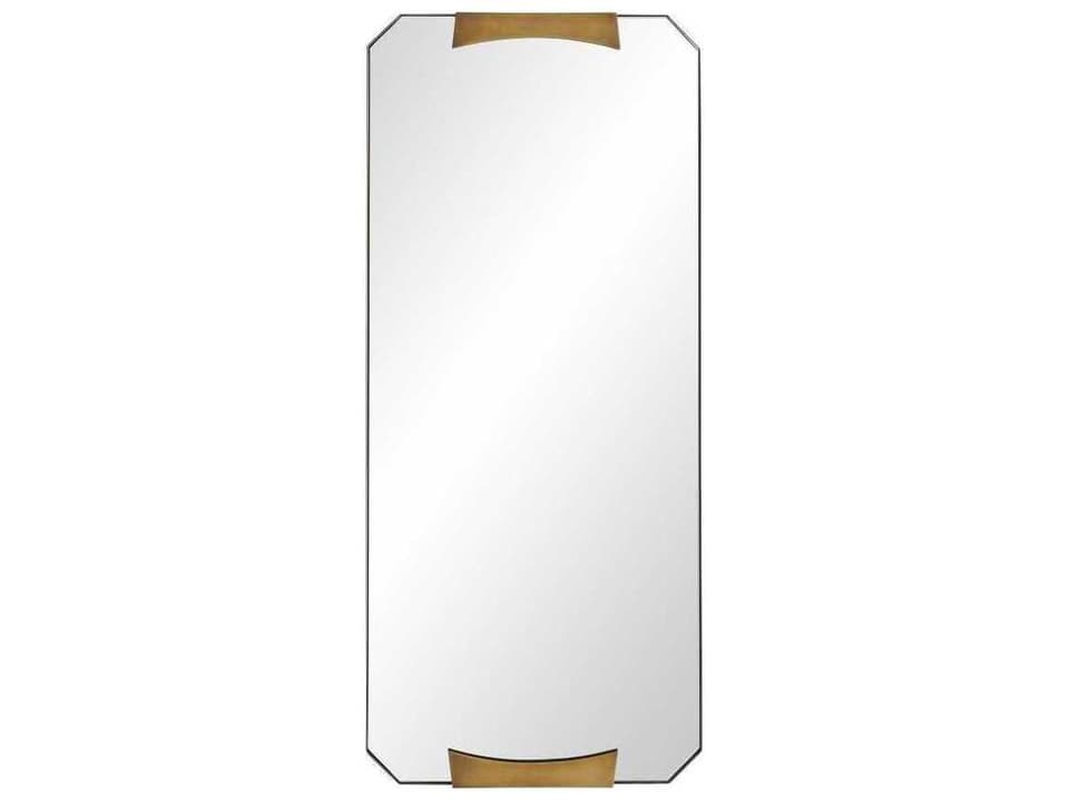Kris Rectangular Wall Mirror in Antique Brass and Blackened Iron