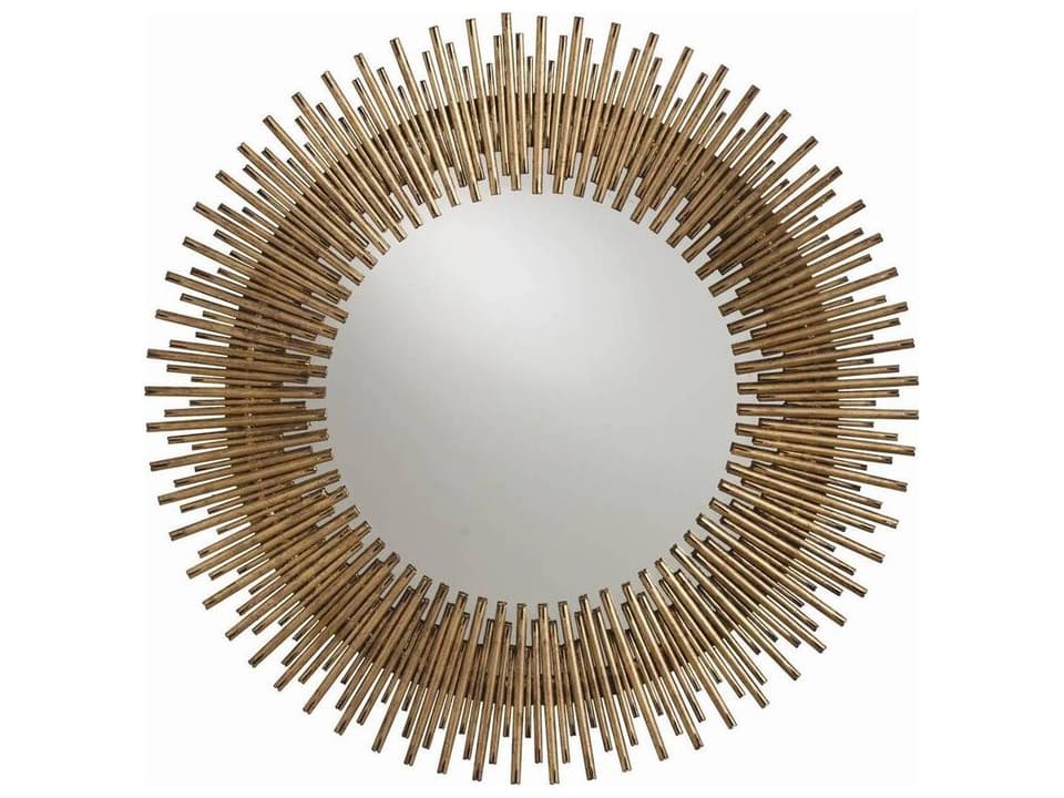 Prescott 31-Inch Round Wall Mirror Antiqued Gold Leaf