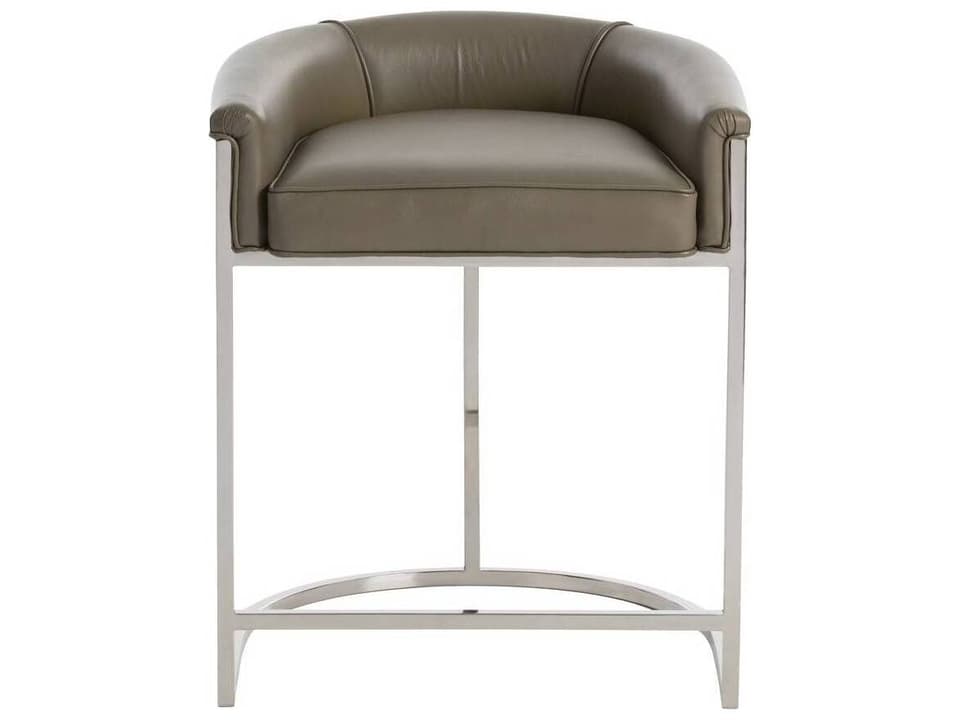 Calvin Dove Leather Polished Nickel Counter Stool