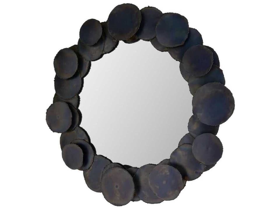 Arteriors Kensey Discs Round Wall Mirror in Burnt Iron Finish