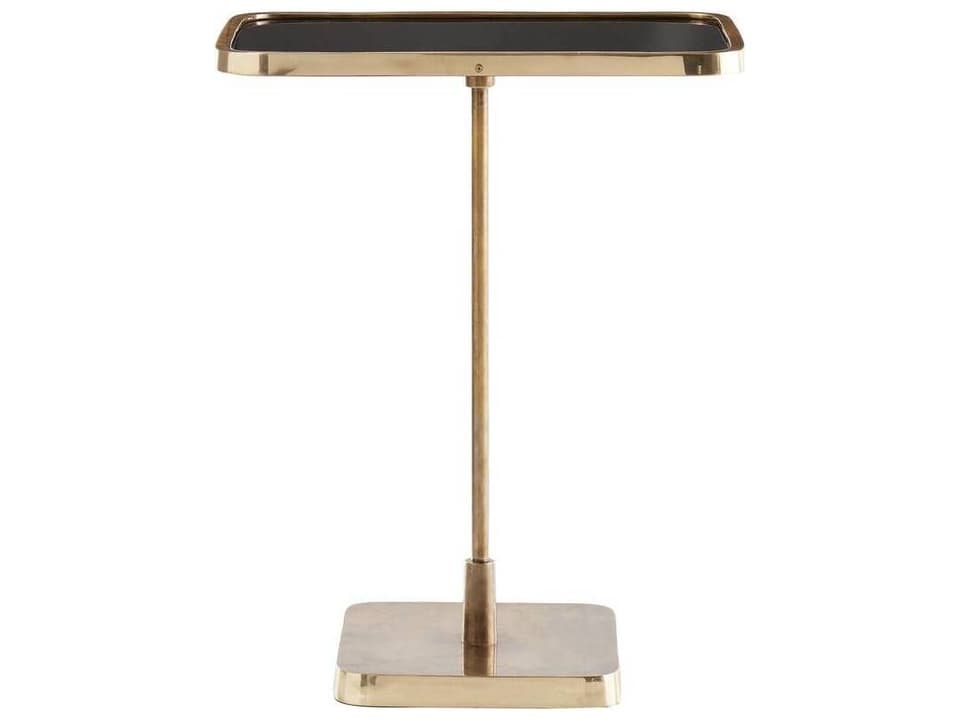 Kaela Rectangle End Table Vintage Brass with Black Mirror Top