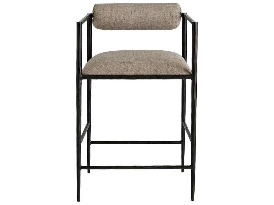 Barbana Upholstered Counter Stool Natural Iron Pewter Texture