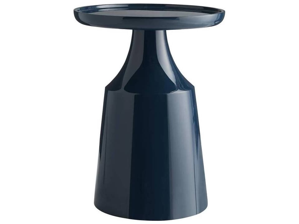 Turin Round Accent Table Fiberglass Navy Lacquer