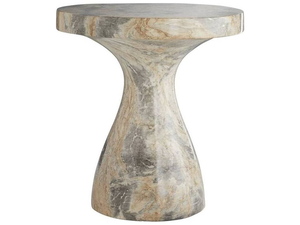Serafina Round Accent Table in Sahara Faux Marble