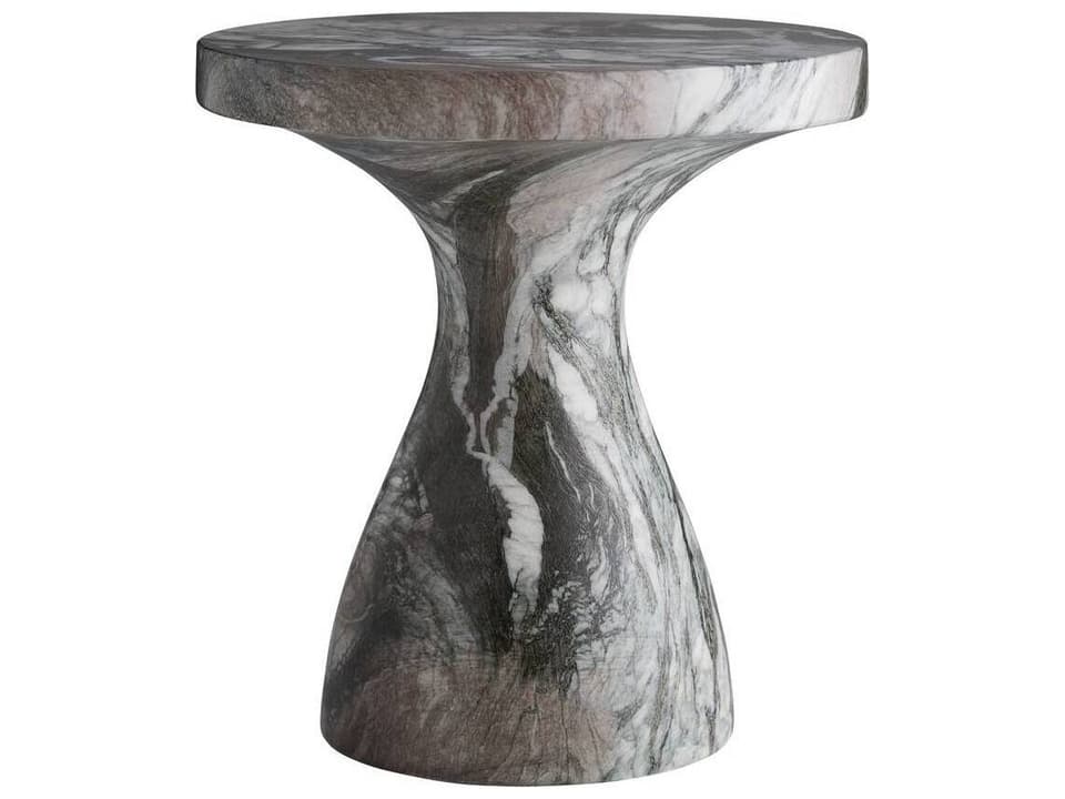 Serafina Round Verde Faux Marble Concrete End Table
