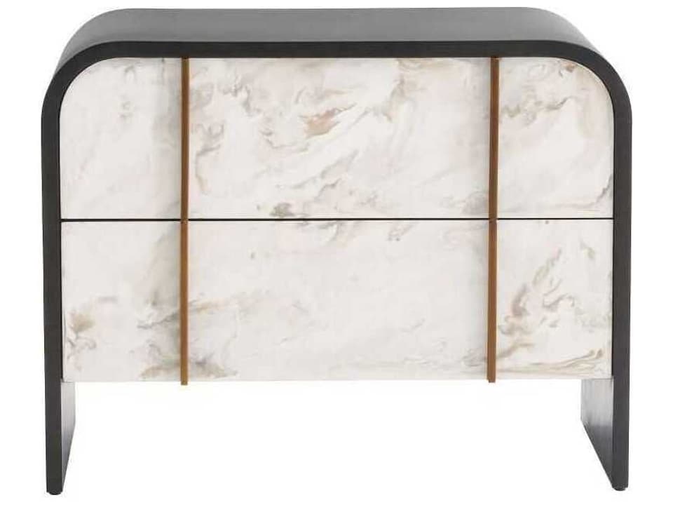 Moira Side Table Ebony Oak Faux Marble