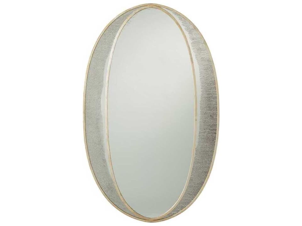Nadine Oval Wall Mirror with Hand Finished Champagne Leaf Frame