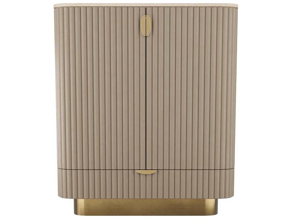 Pontevera Cocktail Cabinet in Morel Leather and Smoked Oak