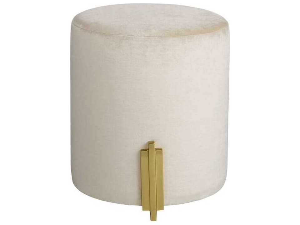 Warby Sterling Velvet Round Ottoman Polished Brass