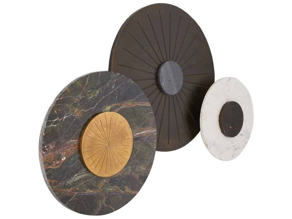 Rhodes Wall Plaques Set of 3 Marble with Brass Cladding