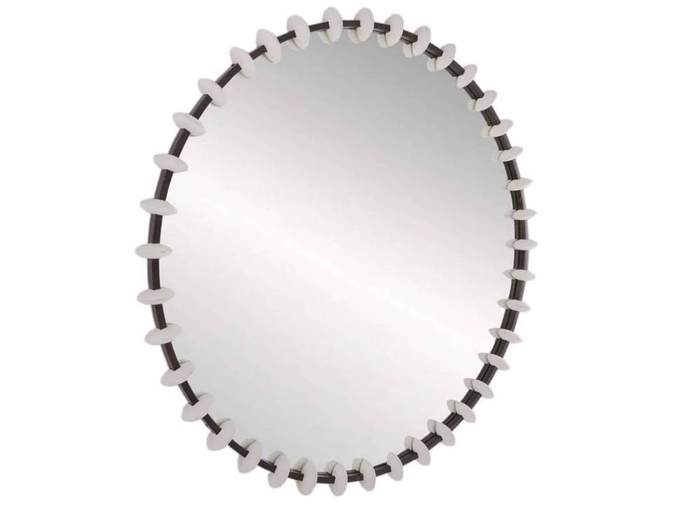Pira White Gesso Round Wall Mirror