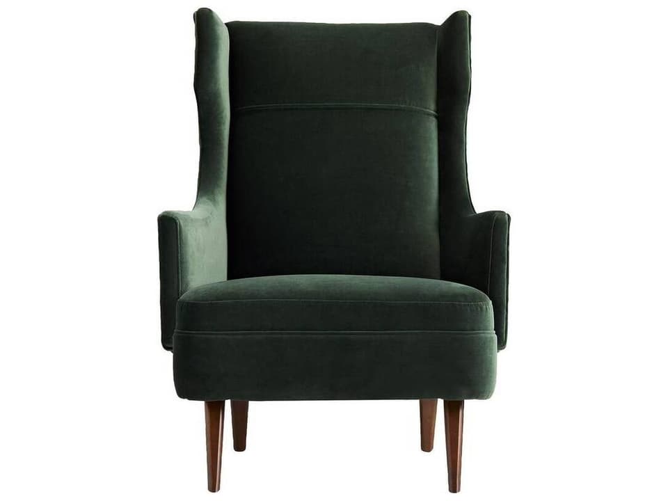 Budelli Forest Green Velvet Wing Chair
