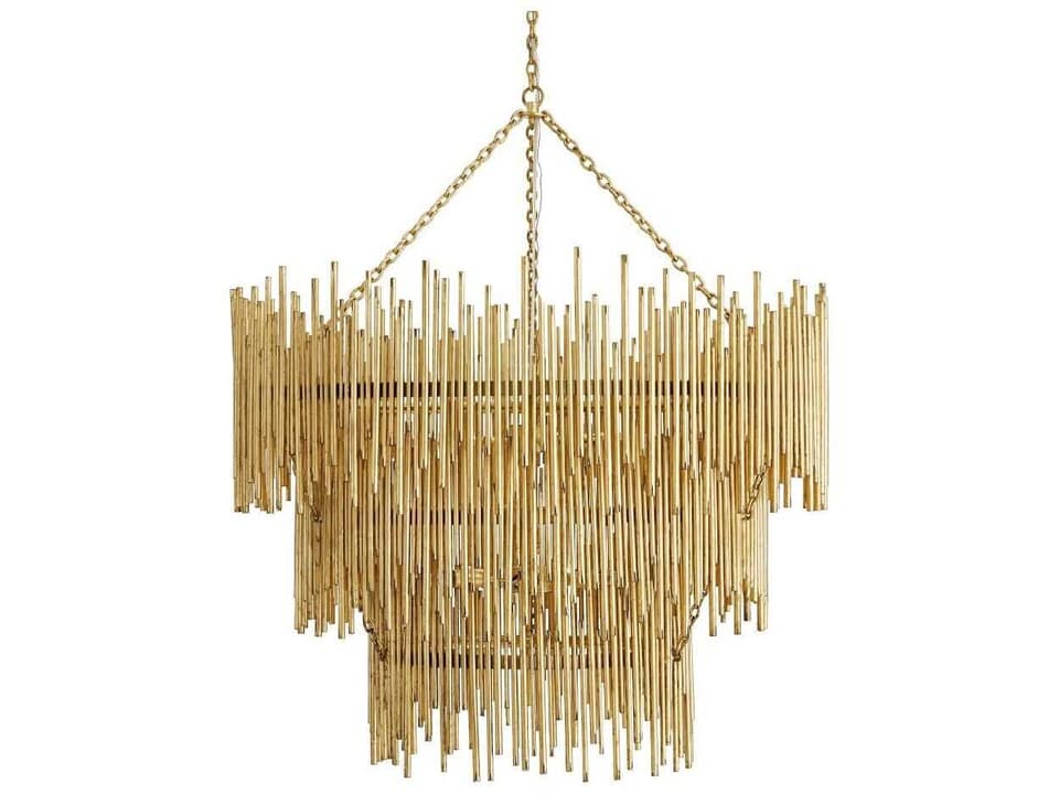 12-Light Prescott 3-Tier Chandelier in Gold Leaf