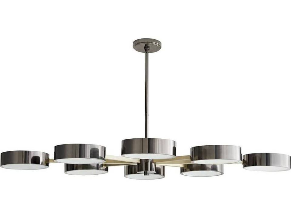 8-Light Linus Starburst Chandelier in Pale Brass with Black Nickel