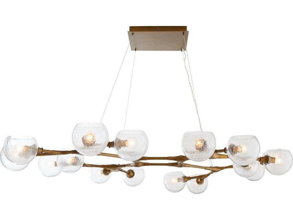 16-Light Mahowald Chandelier in Antique Brass with Crackle Glass