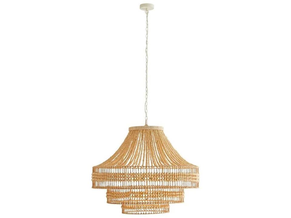 Tulane 8-Light Chandelier with Wood Beads and Abaca Wrap