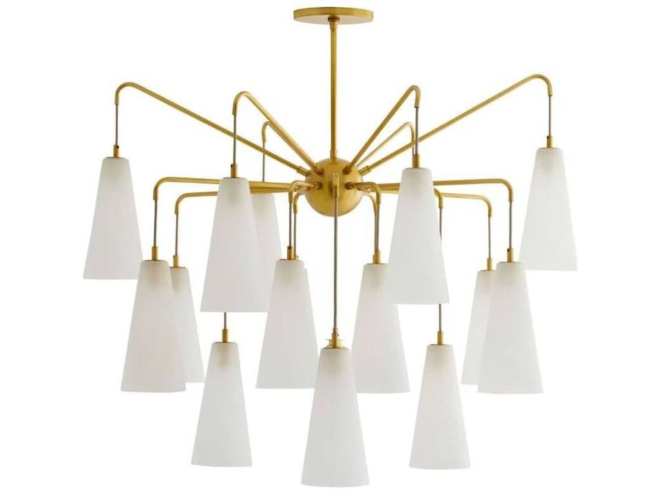 18-Light Mika Chandelier in Antique Brass with Opal Swirl Shades