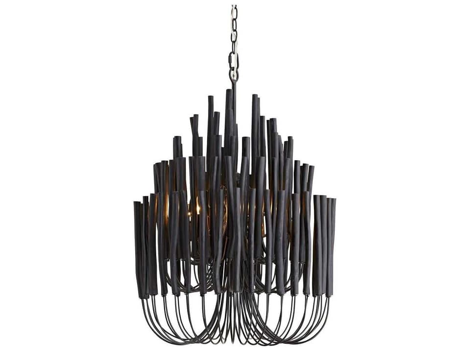 5-Light Tilda Chandelier in Black Wood and Blackened Iron