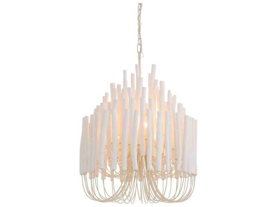 5-Light Tilda Chandelier Whitewashed Wood and Iron