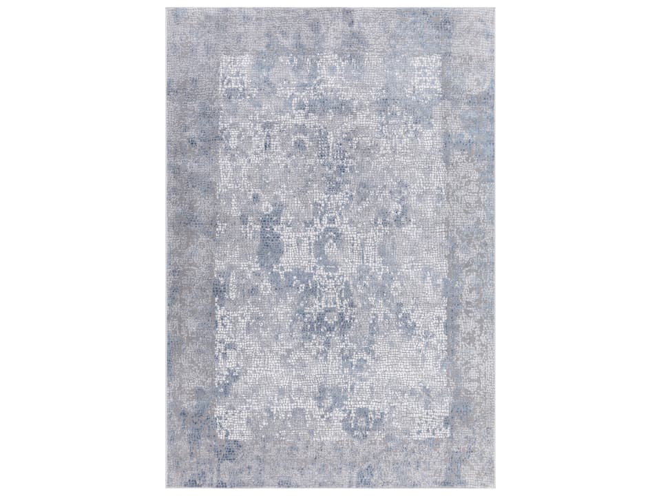 Hamilton Power-Loomed Viscose Polyester Area Rug in Gray and Blue