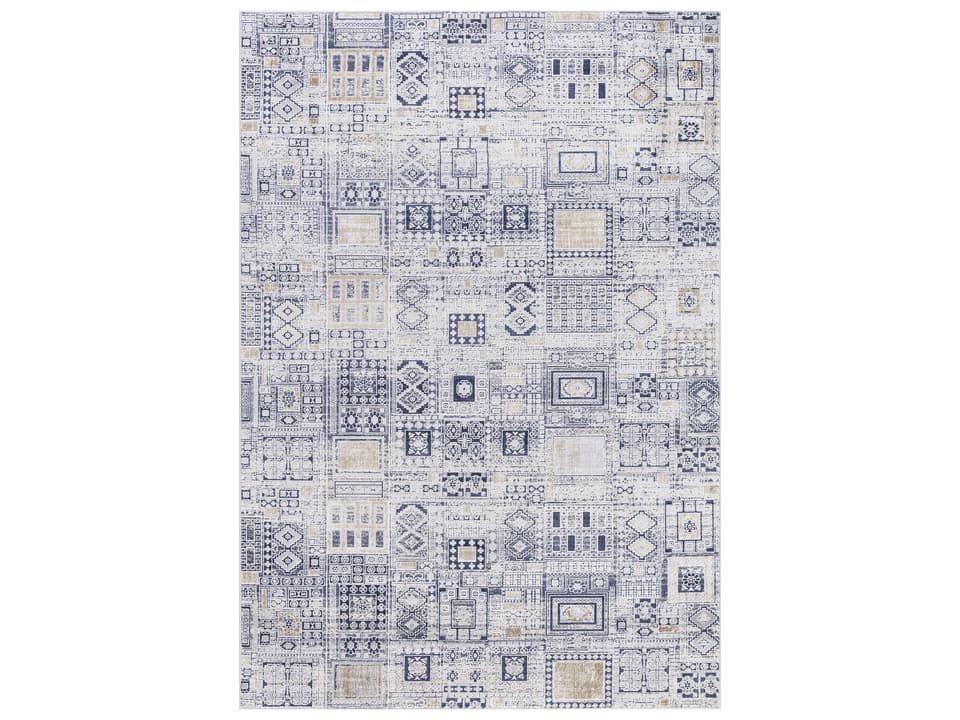 Hamilton Power-Loomed Area Rug in Navy and Gold