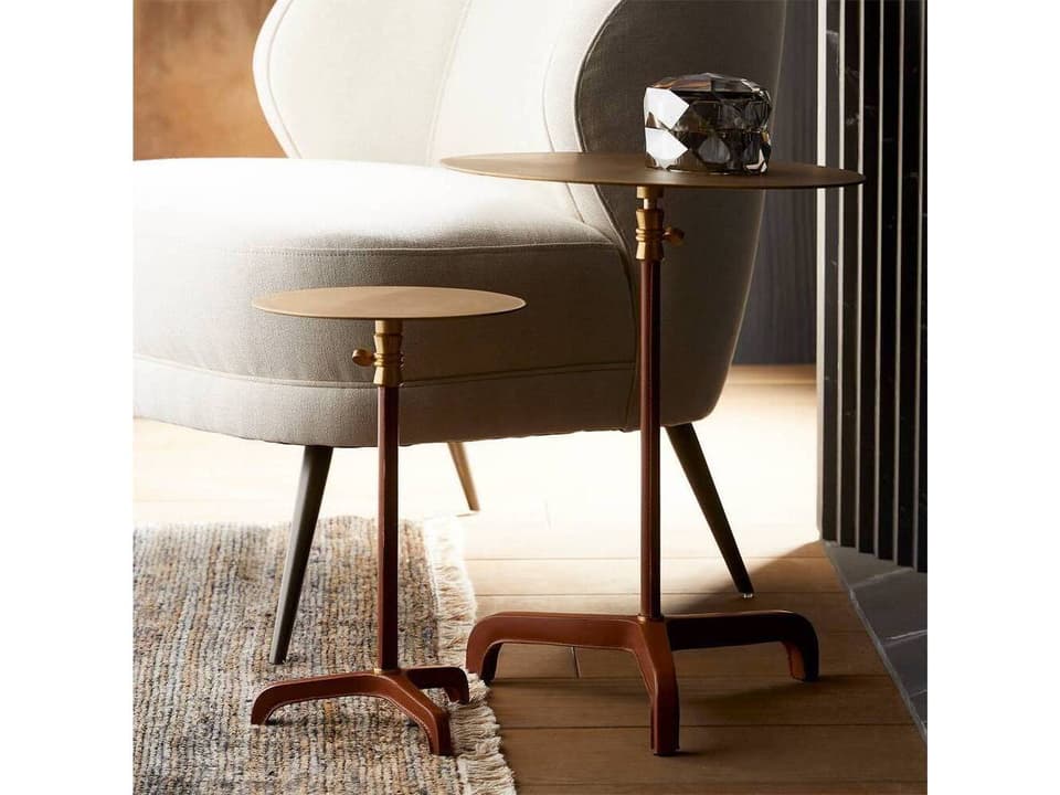 Addison Accent Table Cognac Leather Adjustable Height